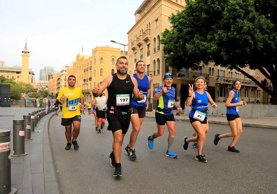 People racing in the Beirut Marathon