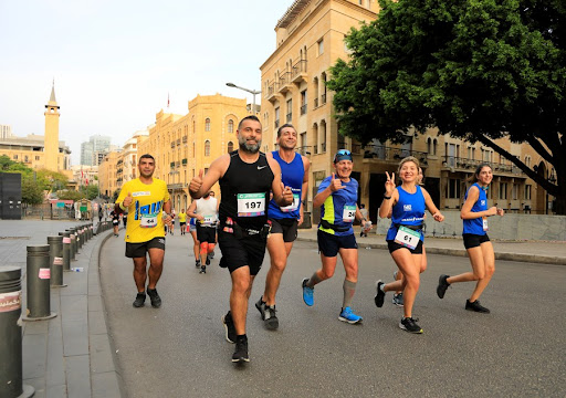 People Running on the streets of Beirut