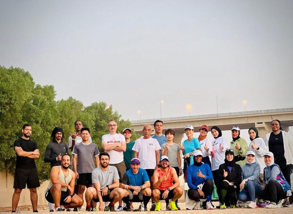 A picture of a group of people joining the Riyadh Urban Runners