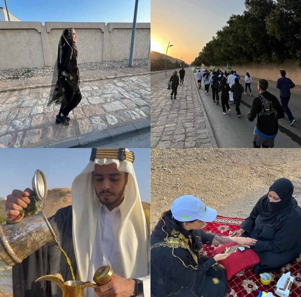 A picture of people running with the members of the Riyadh Urban Runners 