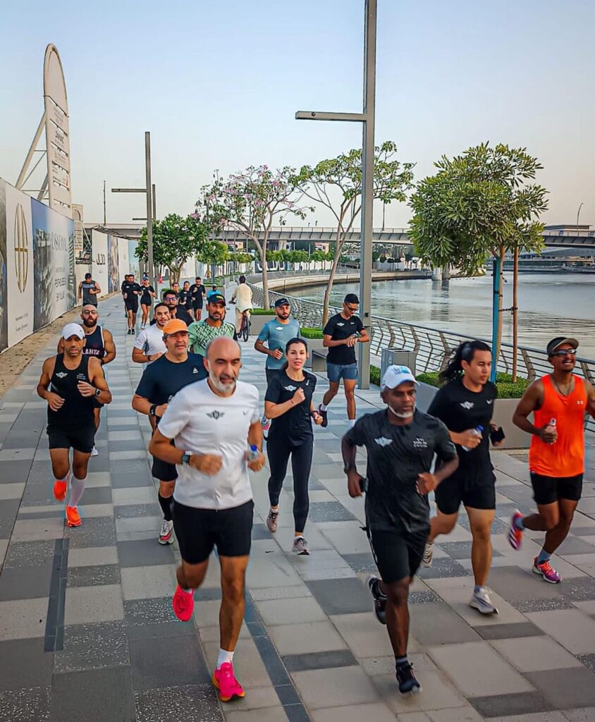 The members of the club running