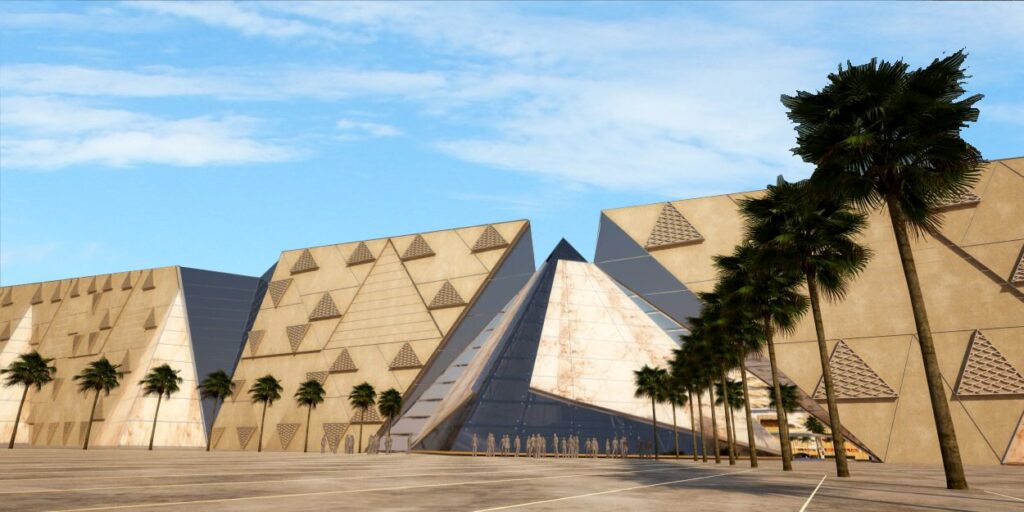 The outside of the Grand Egyptian Museum 