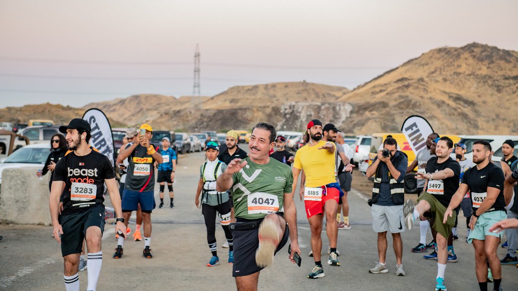 Participants warming up before the race