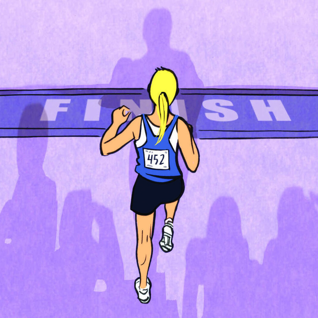 A Woman Reaching the Finish Line