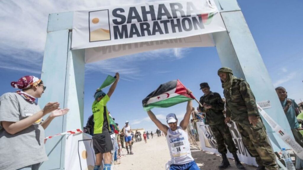 People finishing and winning the Sahara Marathon